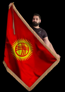 Kırgızistan Tören Sancağı 100x150cm 